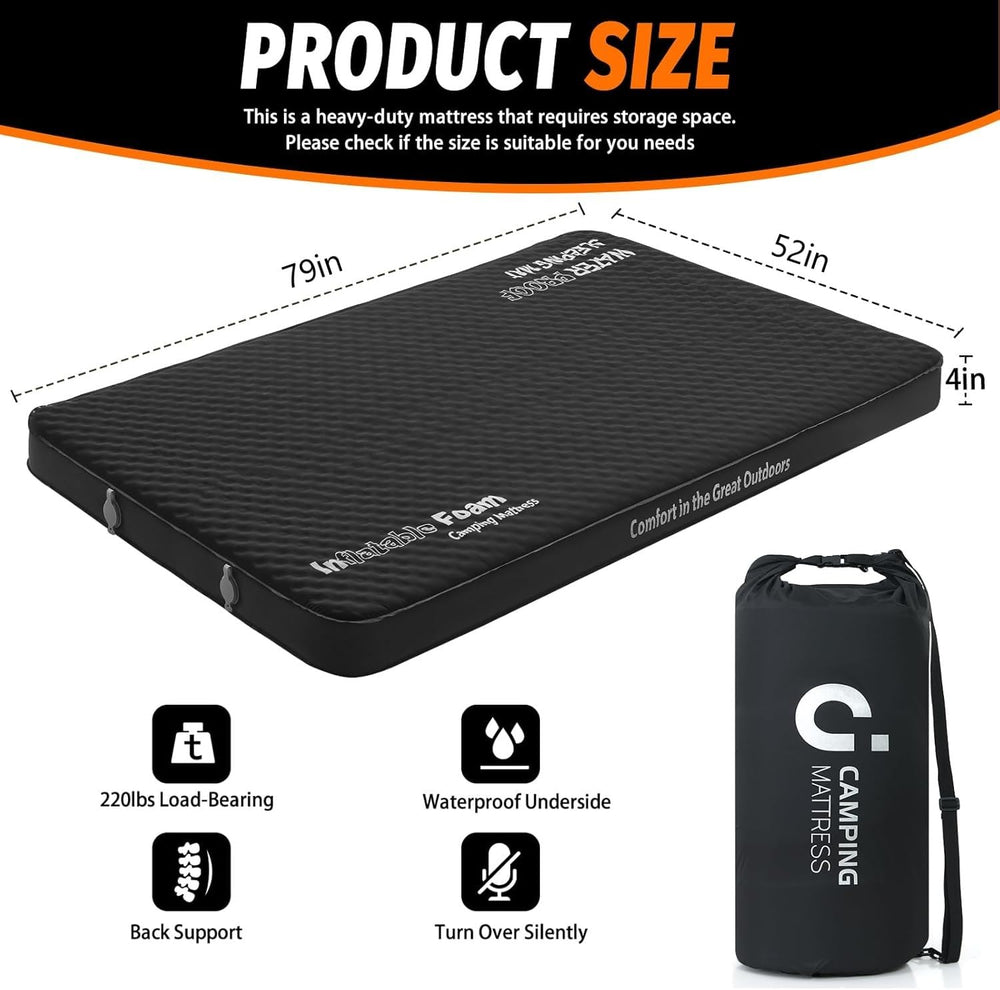 CYMULA 79x52 camping mat laid out for spacious, comfortable sleep.