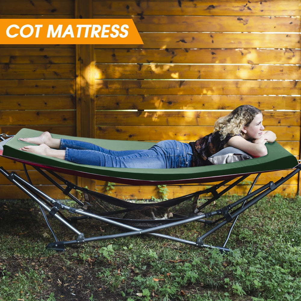 CYMULA camping cot mattress care machine-washable cover presents easy maintenance.