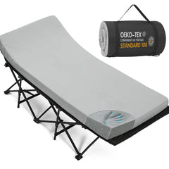 CYMULA camping cot mattress full view shows portable sleep surface for outdoors.