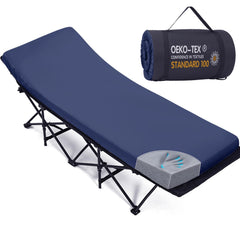 CYMULA memory foam camping cot mattress with breathable cover for easy cleanup