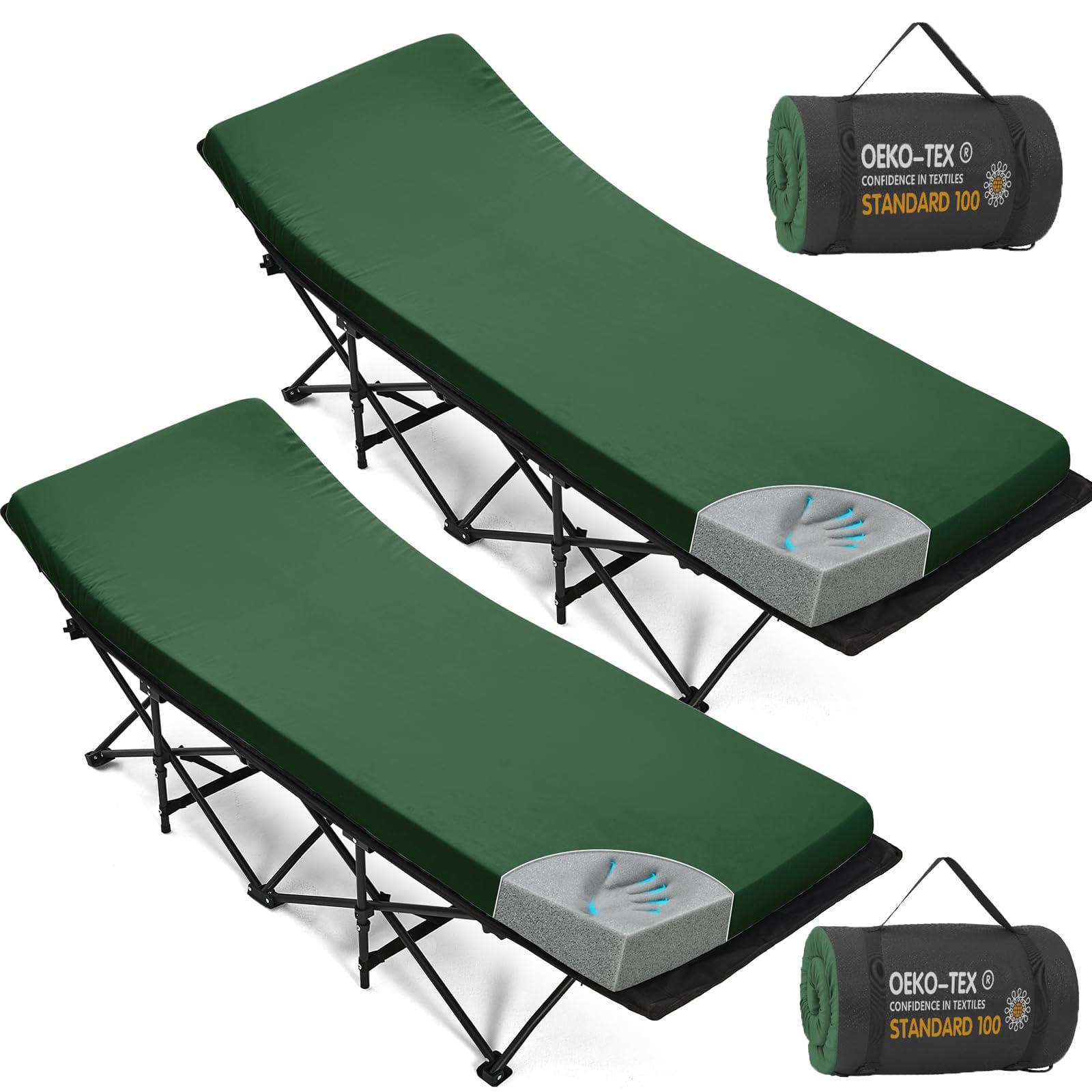 CYMULA camping cot mattress memory foam top view shows comfortable support for restful nights outdoors.