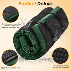 CYMULA camping cot mattress secure straps shows locked-in comfort on uneven surfaces.