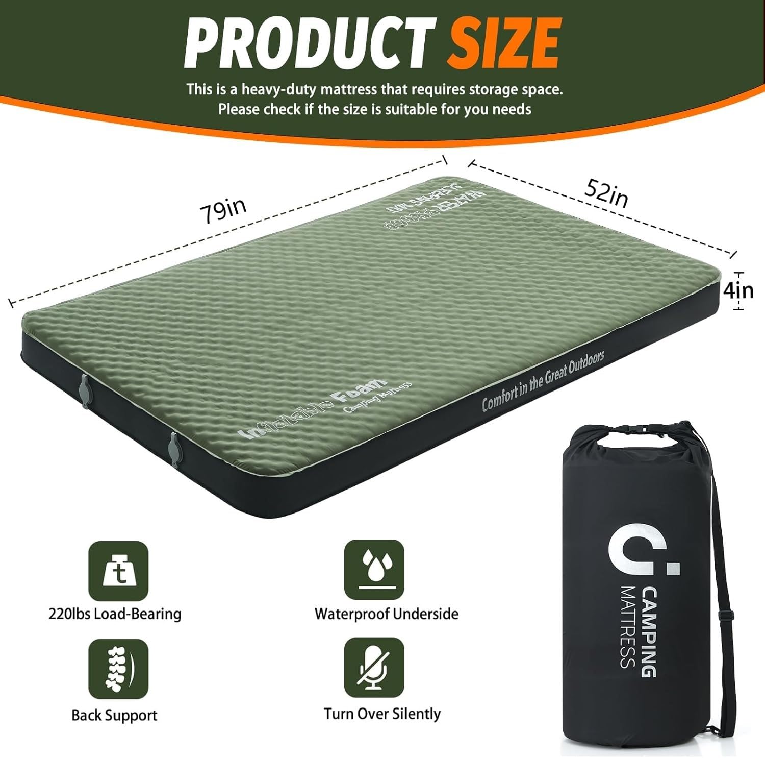 CYMULA camping mattress with air pump sack demonstrates easy packing and inflation.