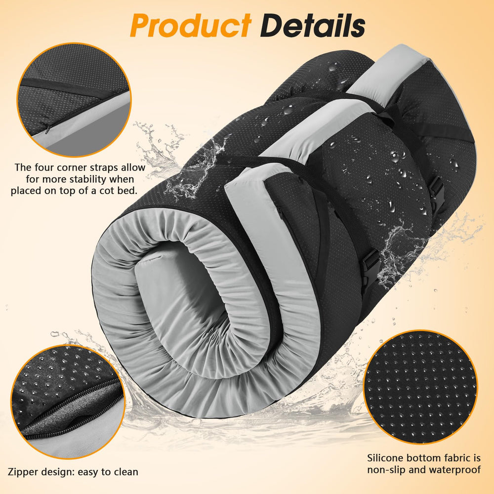 CYMULA camping cot mattress non-slip bottom prevents shifting on outdoor setups.