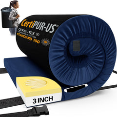CYMULA CertiPUR-US memory foam camping mattress pad rolled in bag for easy transport