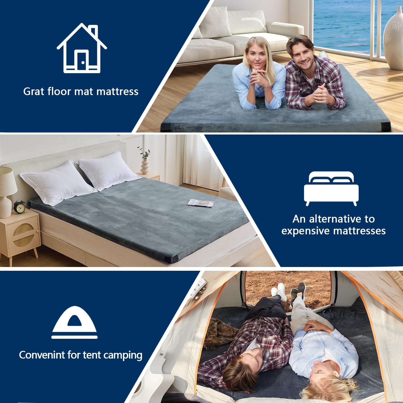 CYMULA CertiPUR-US queen memory foam camping mattress pad in travel bag ready for trips
