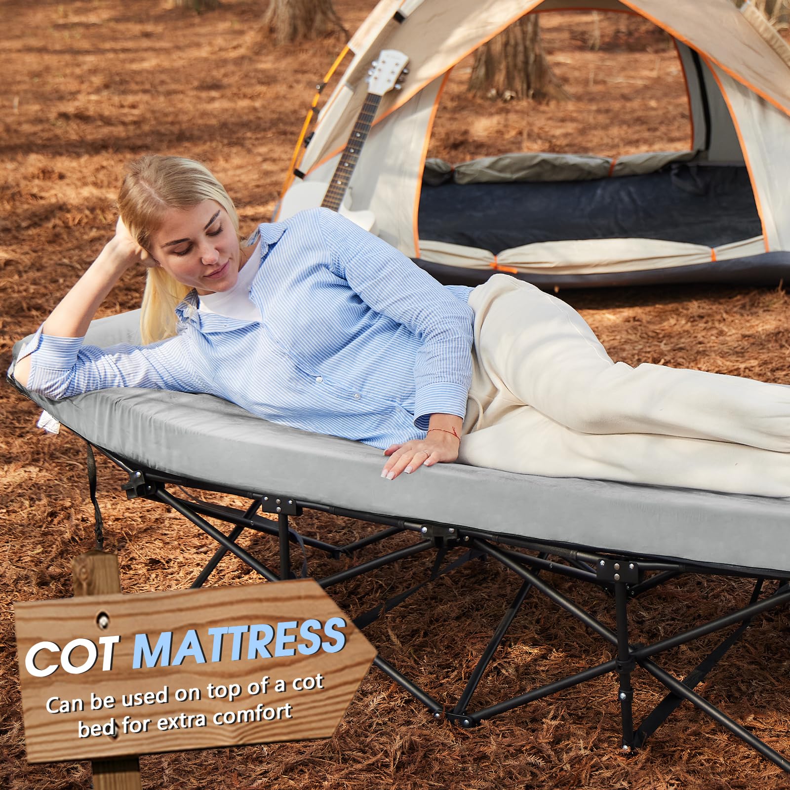CYMULA memory foam camping mattress pad breathable fabric for year-round comfort.