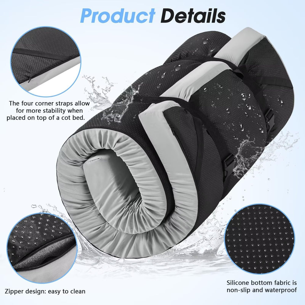 CYMULA memory foam camping mattress pad cover removable for easy cleaning and fresh setup.