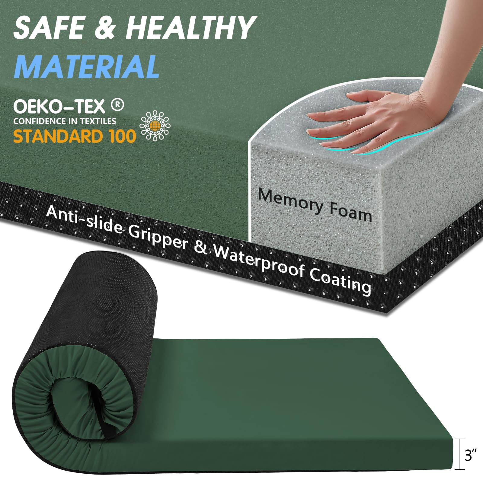 CYMULA memory foam camping mattress pad used in tent for cozy camping sleep