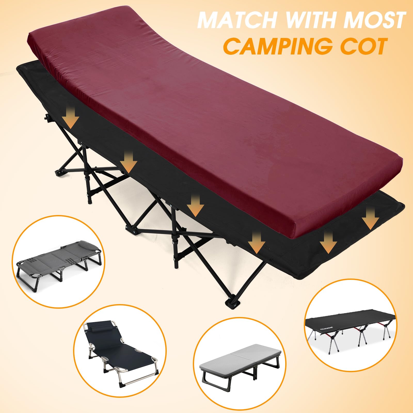 CYMULA camping bed with waterproof non-slip bottom stays securely in place.