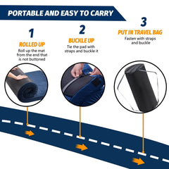 CYMULA memory foam camping mat with non-slip waterproof bottom for stable placement on rough terrain.