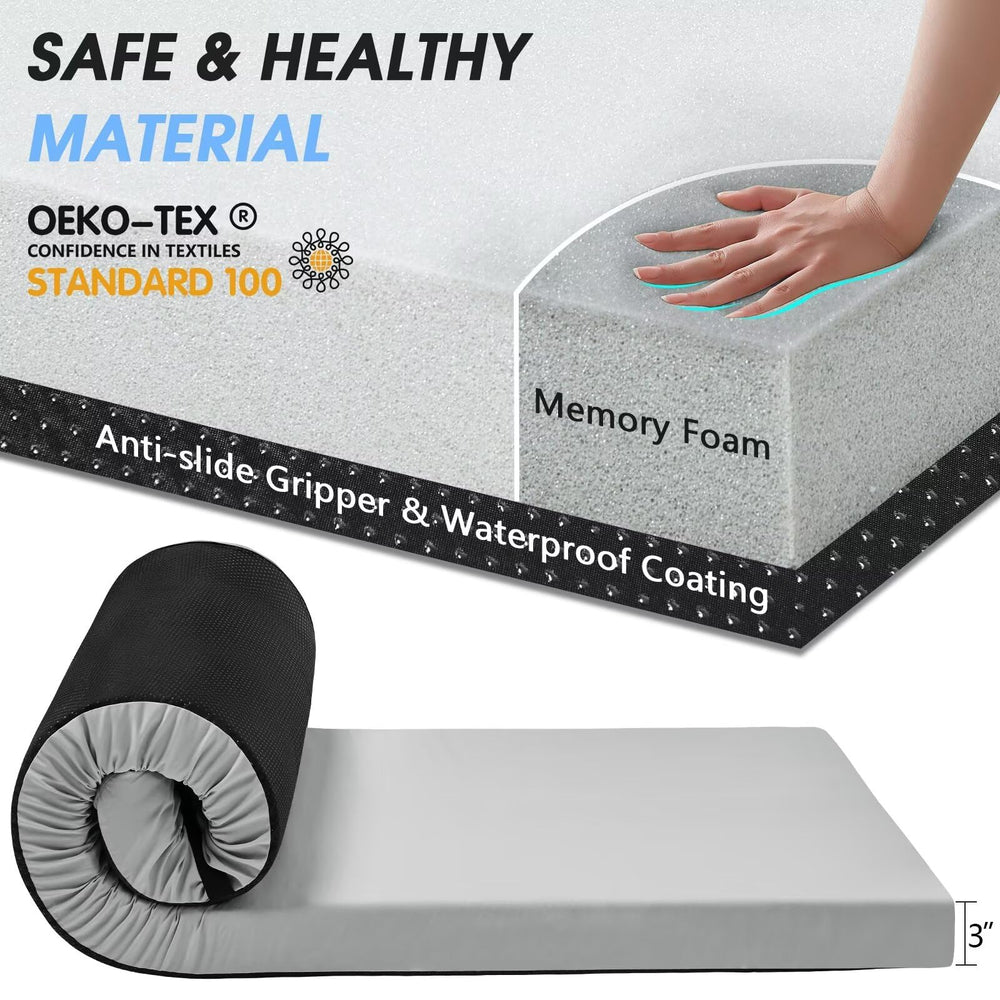 CYMULA memory foam camping mattress pad single size 75x30x3in ready for use.