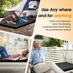 CYMULA strap system secures the pad to camping beds for steady rest.