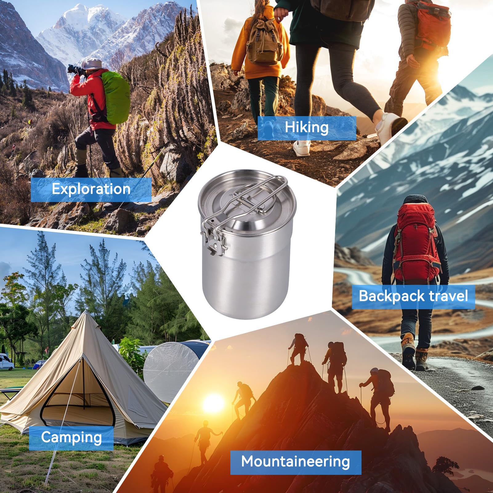 Cyrank camping pot on a camp stove heating water.