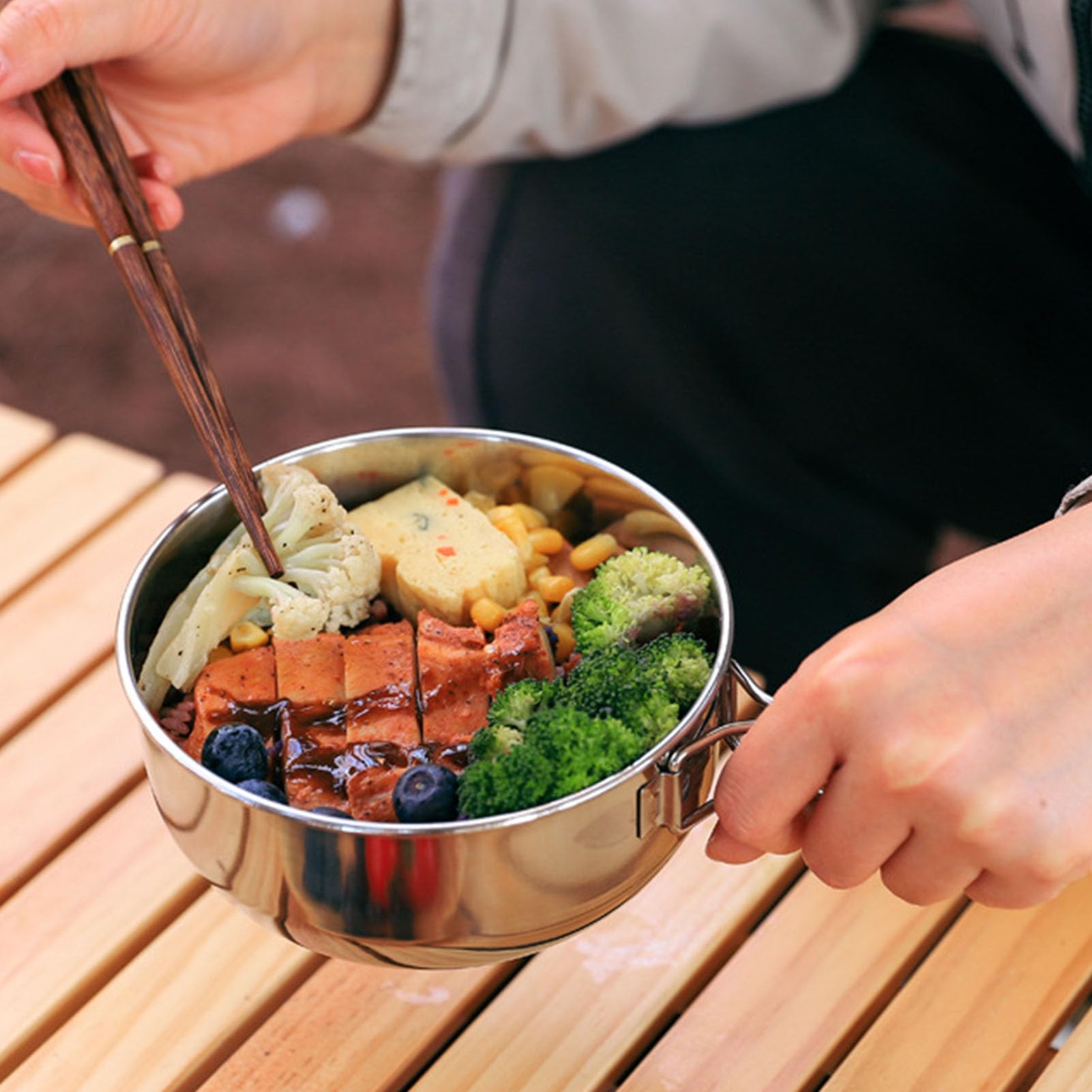 Cyrank camping pot foldable metal outdoor pan ideal for compact 500ml meals outdoors.