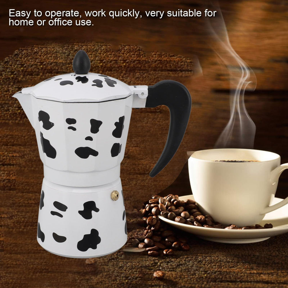 Cyrank Moka Pot on stove top shows lightweight aluminum construction for easy travel.