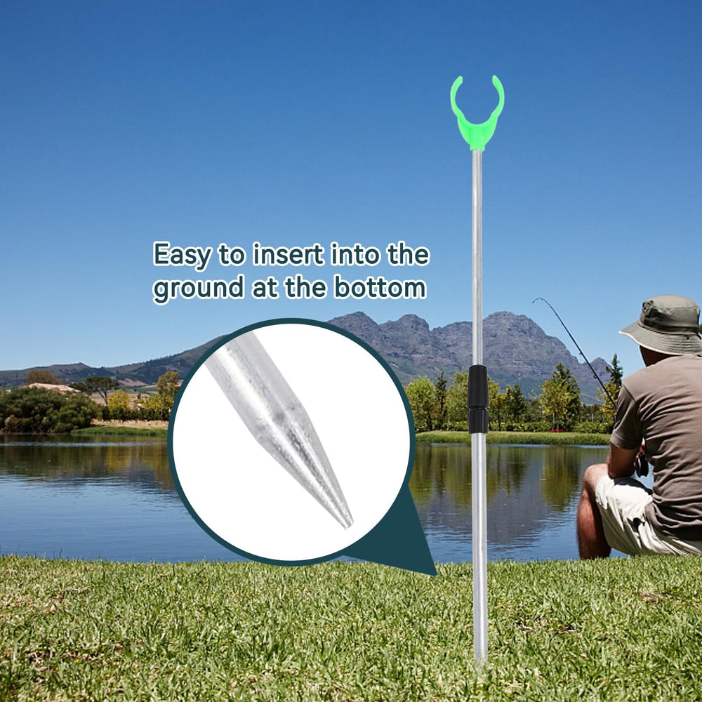 Cyrank telescopic rod holder extended to fit terrain and rod length