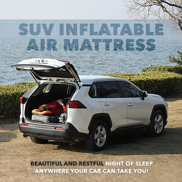 D-Hive SUV air mattress with electric pump demonstrates quick inflate for car trips.