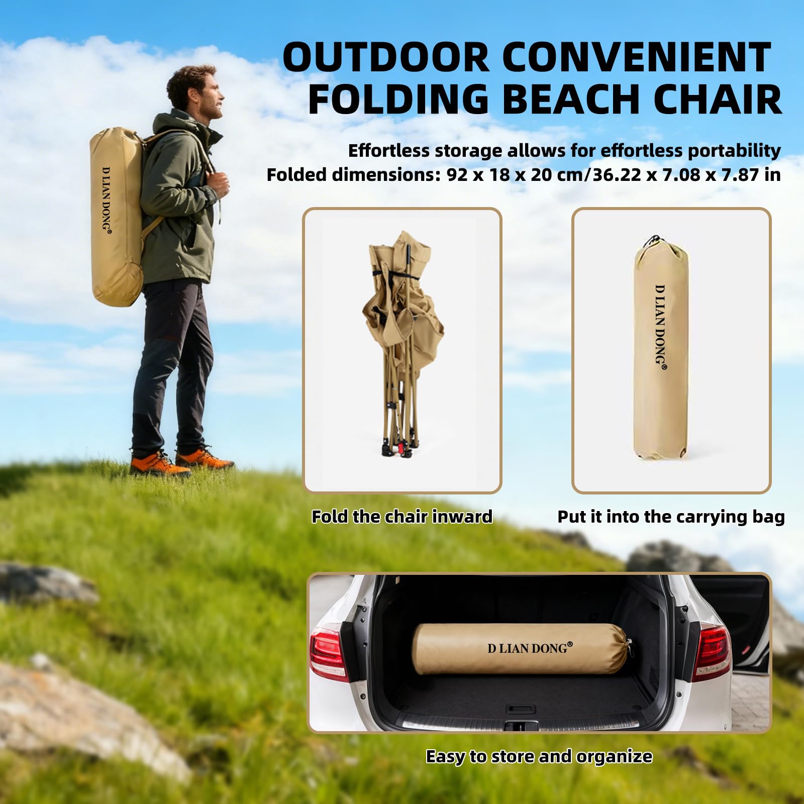D LIAN DONG compact foldable chair with carry bag for travel