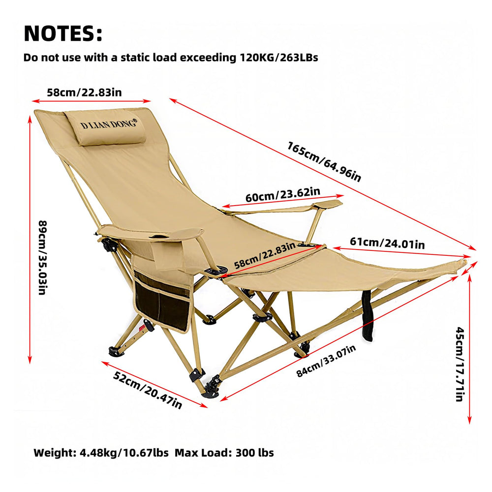 D LIAN DONG folding lounge chair with cup holder for easy access beverages