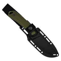 Close-up of D2 blade steel on Deschutes Skinner