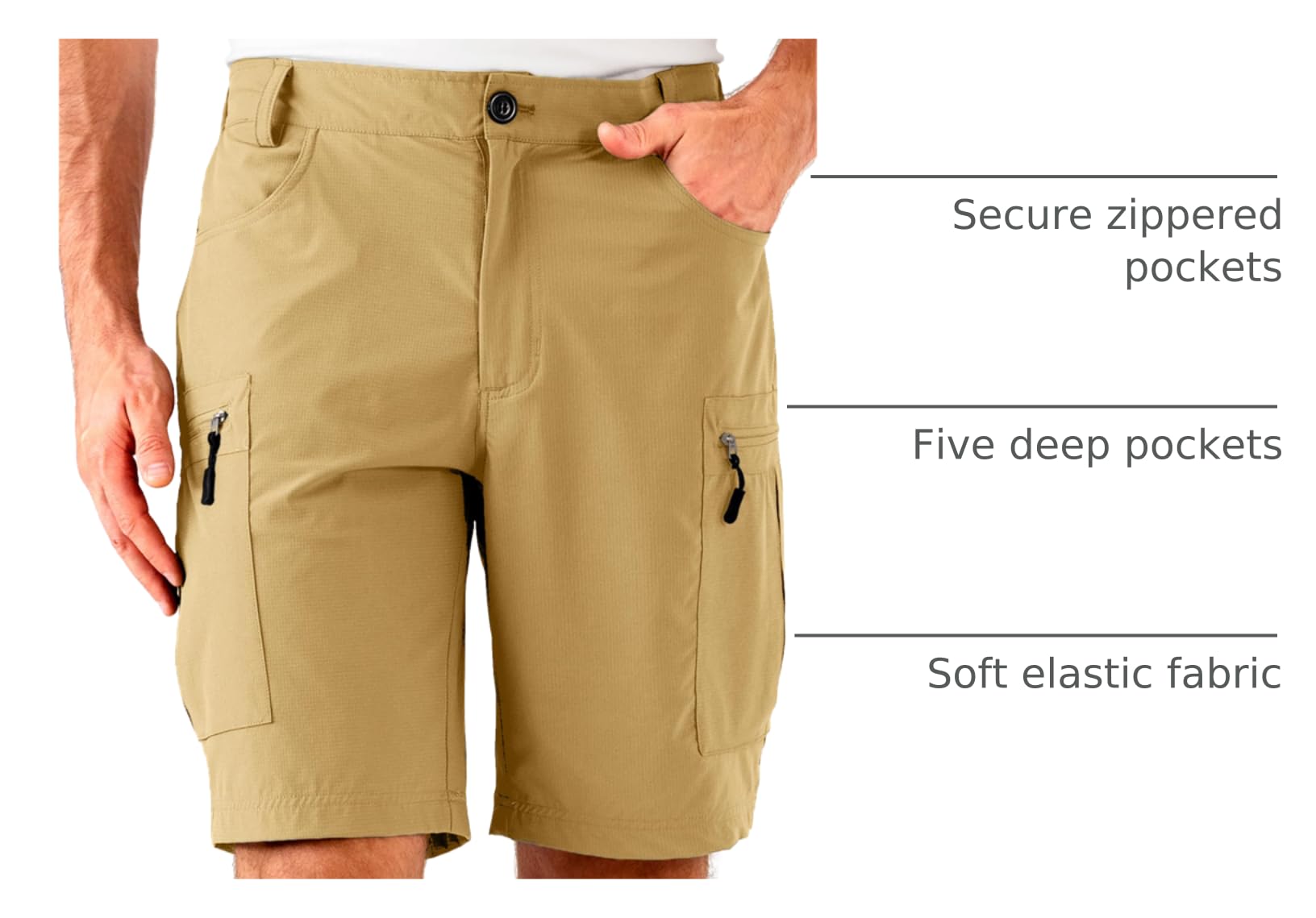 Dababell men's hiking cargo shorts elastic waistband for flexible comfort