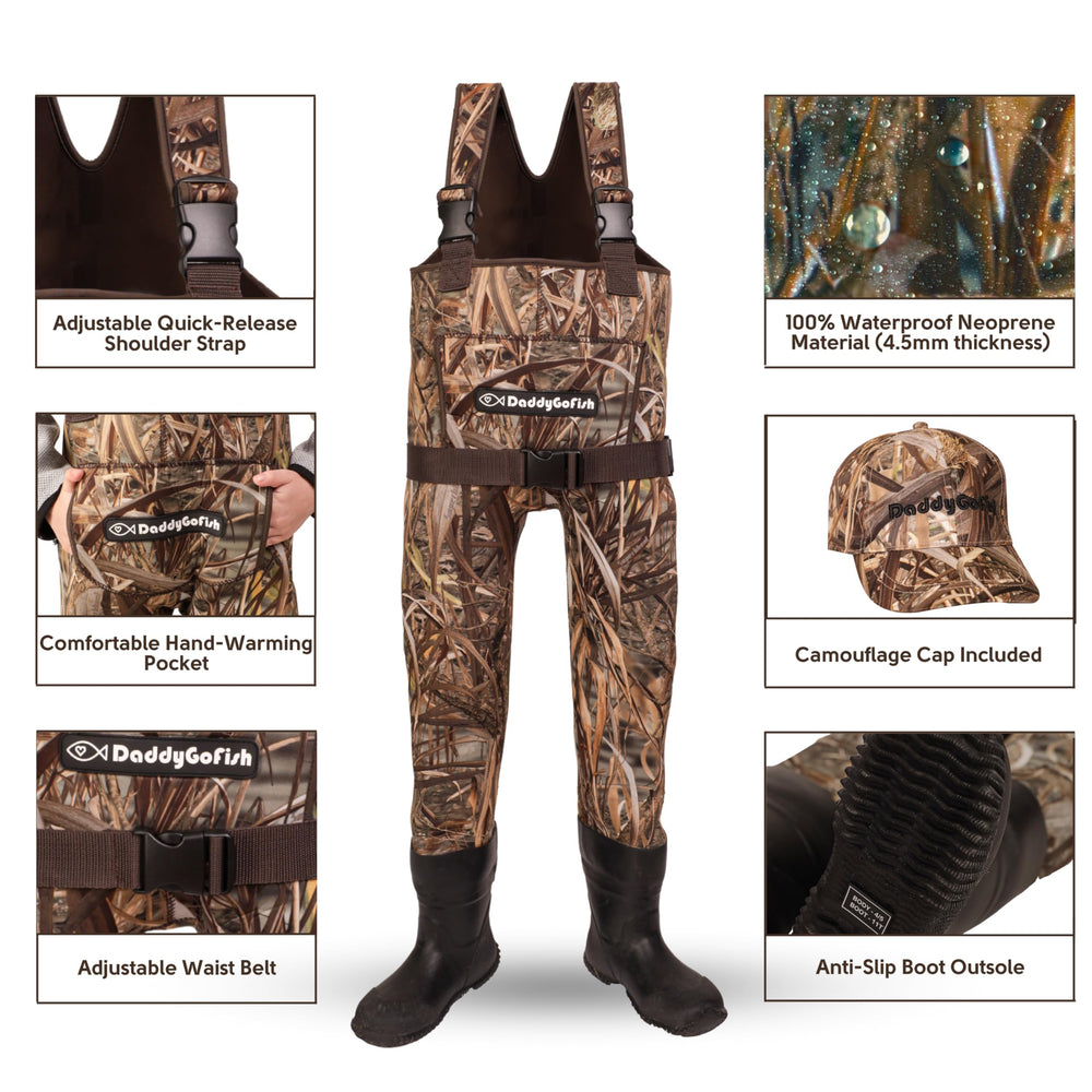 DaddyGoFish camouflage cap with adjustable strap for secure outdoor wear