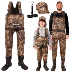 DaddyGoFish neoprene chest waders for family set enabling shared fishing adventures