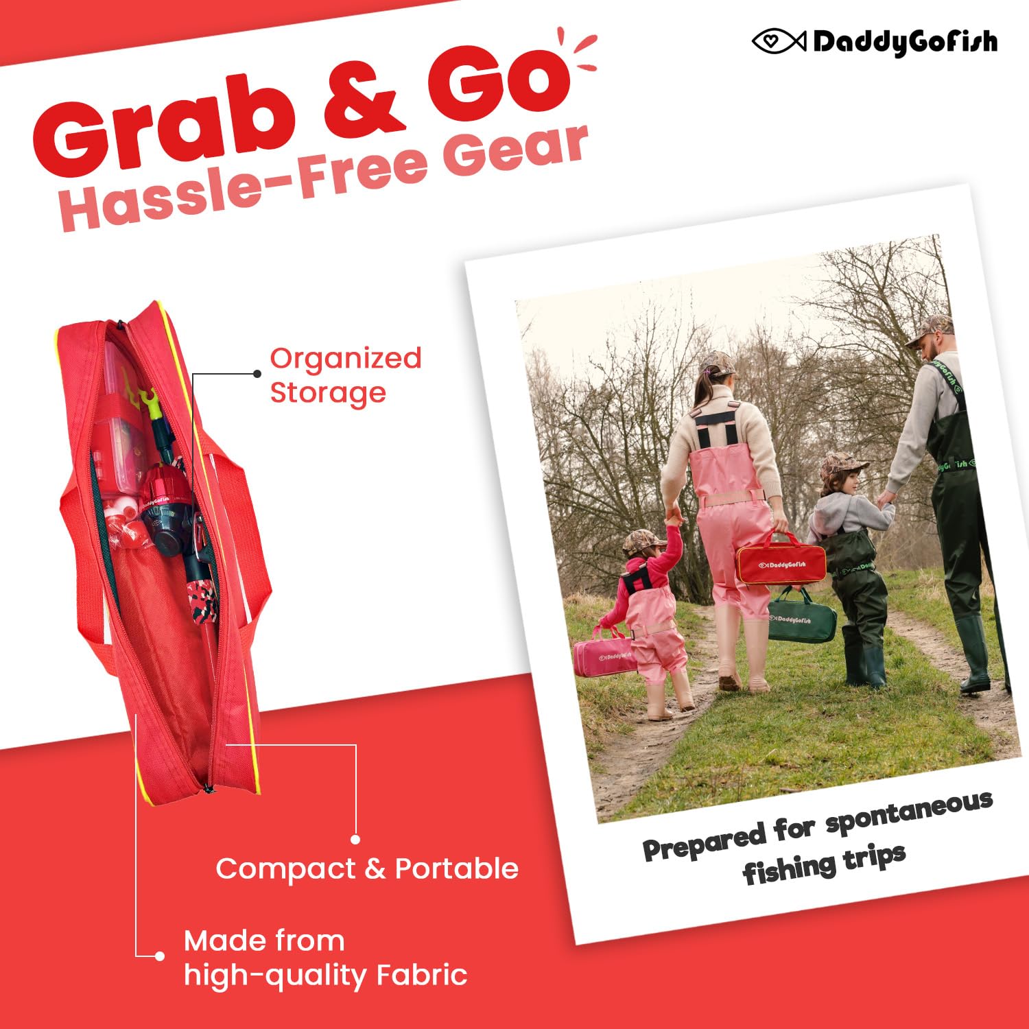 DaddyGoFish bait net helps kids catch live bait on site.