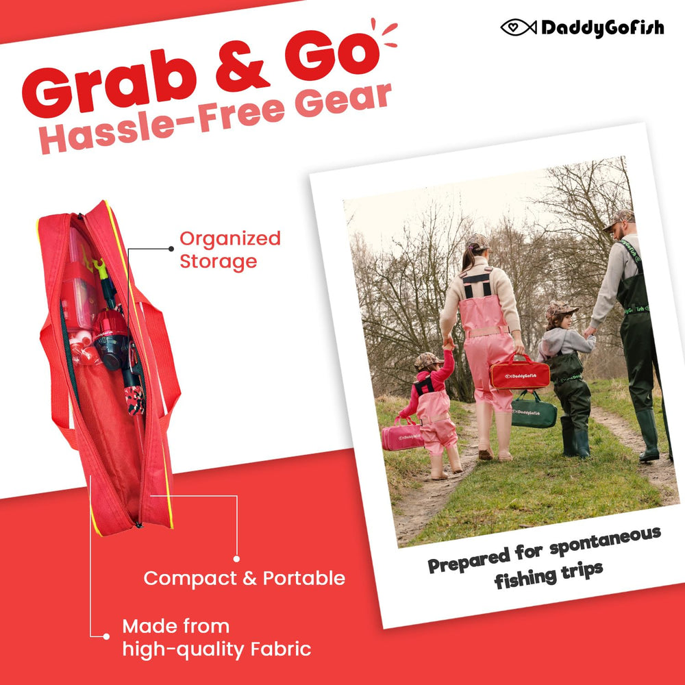 DaddyGoFish bait net helps kids catch live bait on site.