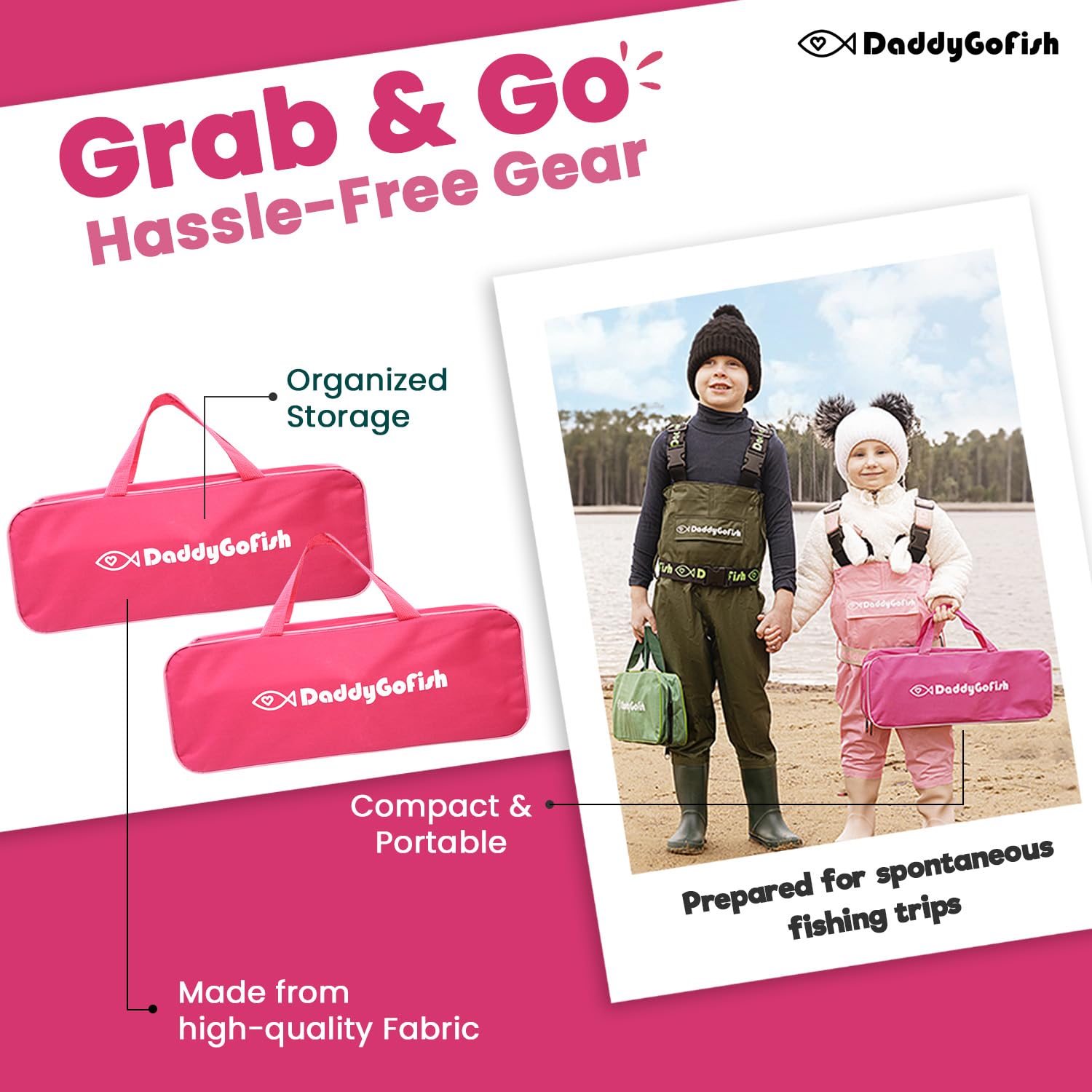 DaddyGoFish bait-net lets kids catch bait on-site for hands-on learning.
