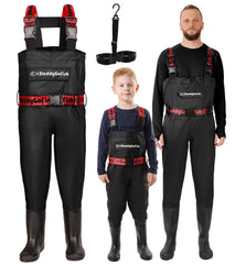 DaddyGoFish chest waders for family matching sets, ideal for outdoor bonding.