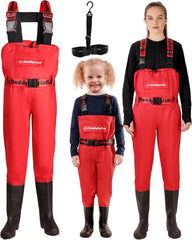DaddyGoFish chest-waders-family-setup showcases coordinated gear for family bonding on outdoor adventures.