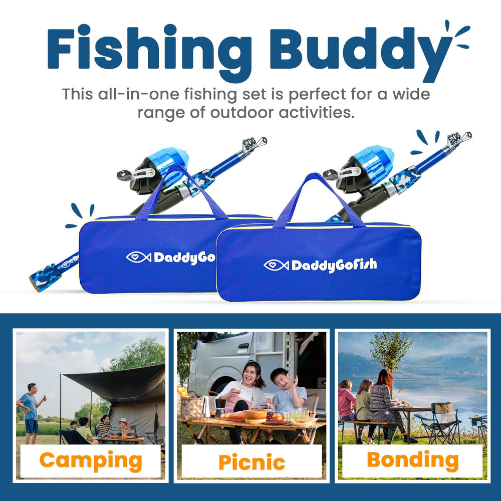 DaddyGoFish easy setup telescopic rod—start fishing quickly for beginners