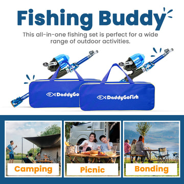 DaddyGoFish easy setup telescopic rod—start fishing quickly for beginners