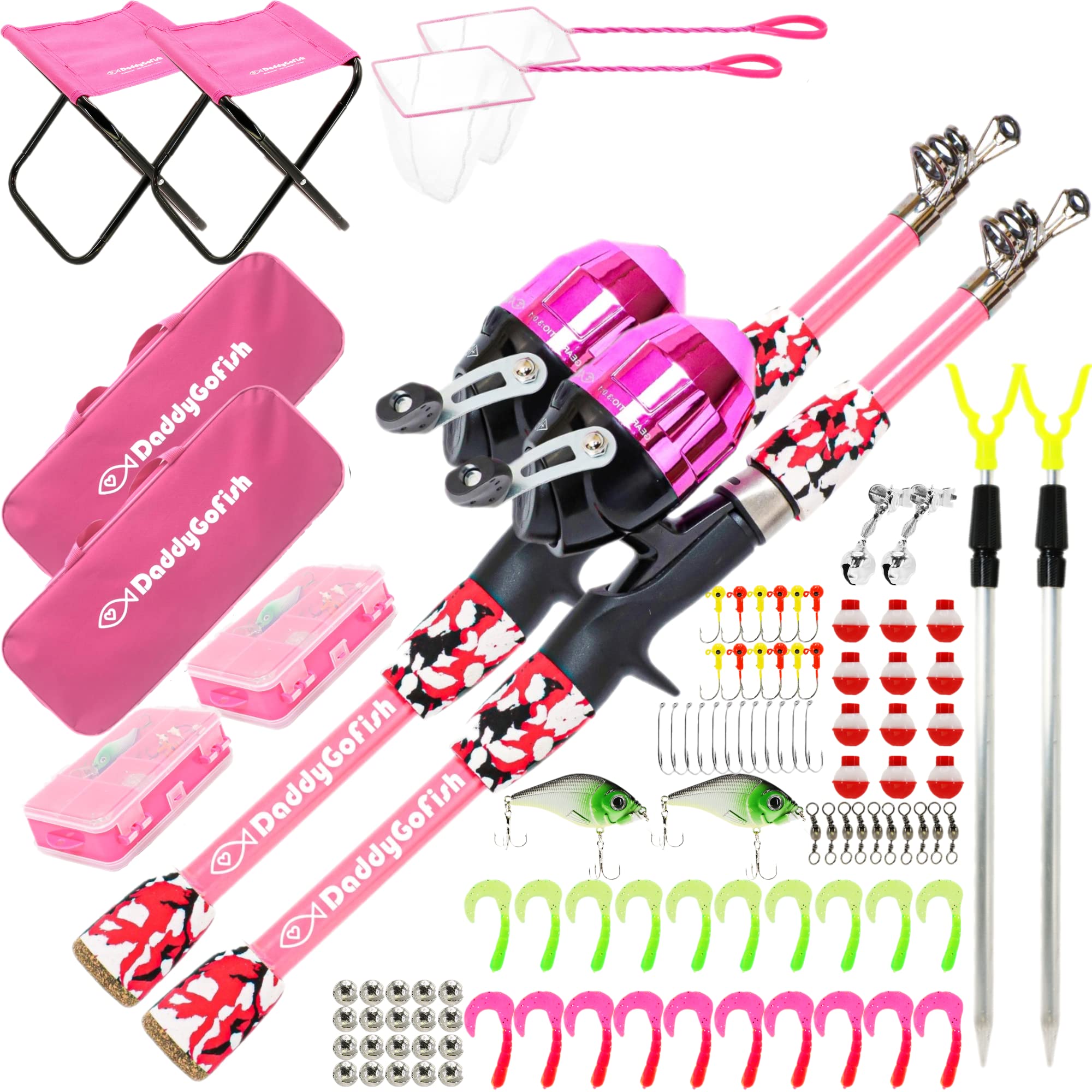 DaddyGoFish kids fishing pole with rod and reel combo for beginners