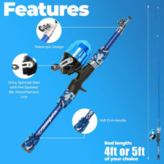 DaddyGoFish kids tackle-box blue loaded for quick outdoor fishing fun