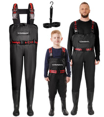 DaddyGoFish matching family waders for coordinated outdoor bonding during fishing