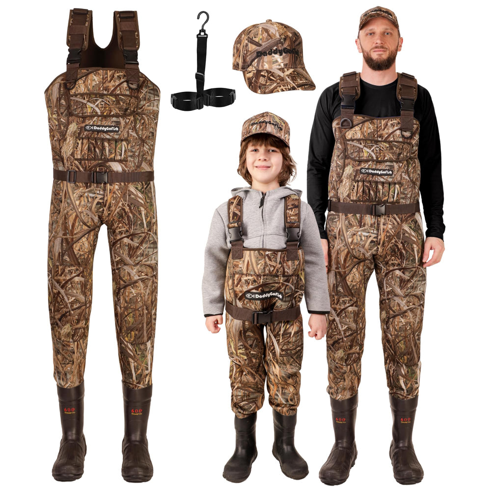DaddyGoFish neoprene chest waders for family setup enable shared outdoor adventures.