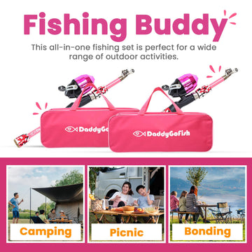 DaddyGoFish pre-spooled 8lb reel simplifies setup for beginners