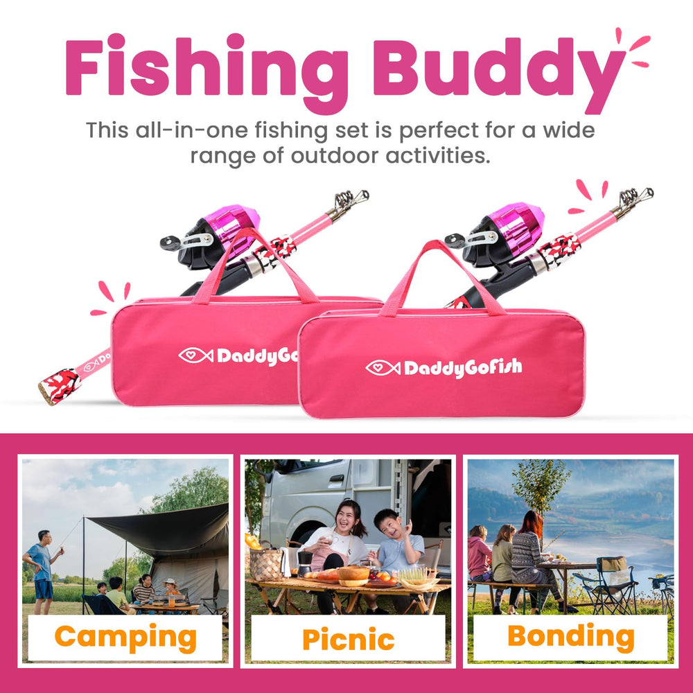 DaddyGoFish pre-spooled 8lb reel simplifies setup for beginners
