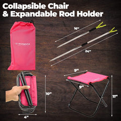 DaddyGoFish rod holder and bait net keeping gear organized