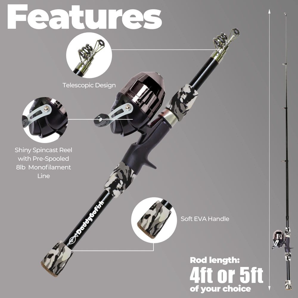 DaddyGoFish rod-holder-keeps-pole-off-ground to help prevent damage on uneven shores.