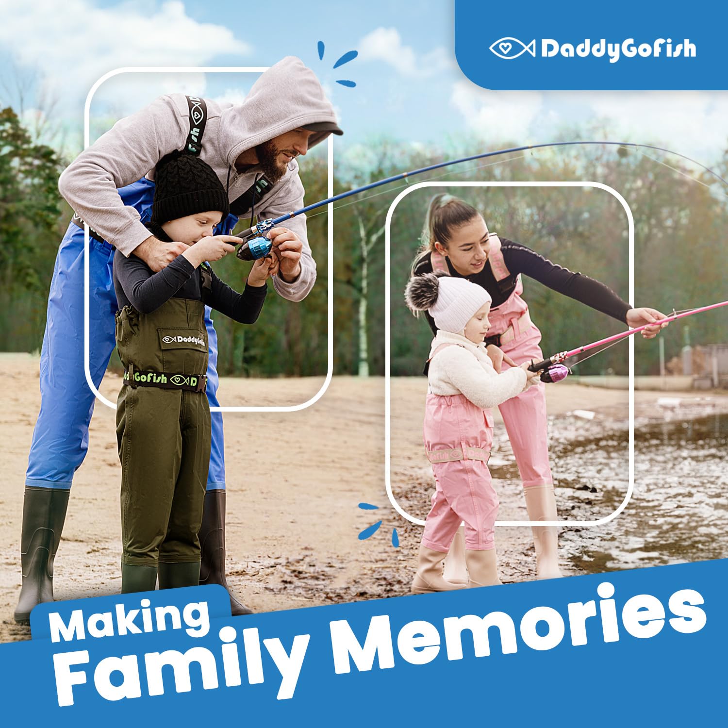 DaddyGoFish tackle-setup-closeup-blue highlights durable components built for first-time anglers