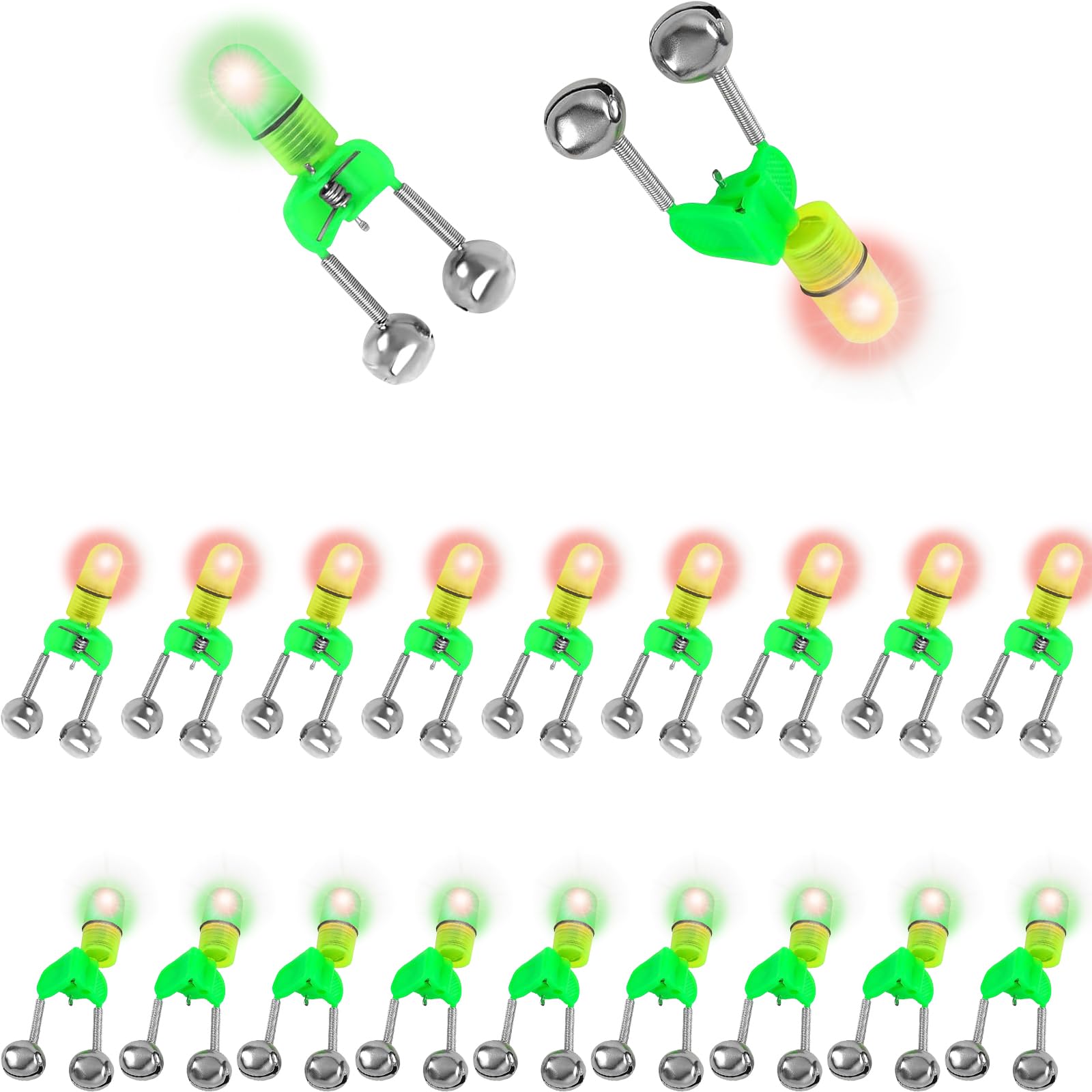 DAFURIET 20pcs LED night fishing rod bait alarm bells package image