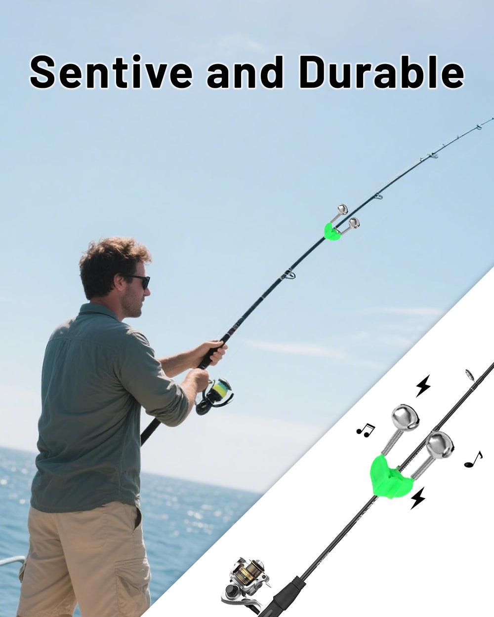 LED light activation for night fishing on a tip-up