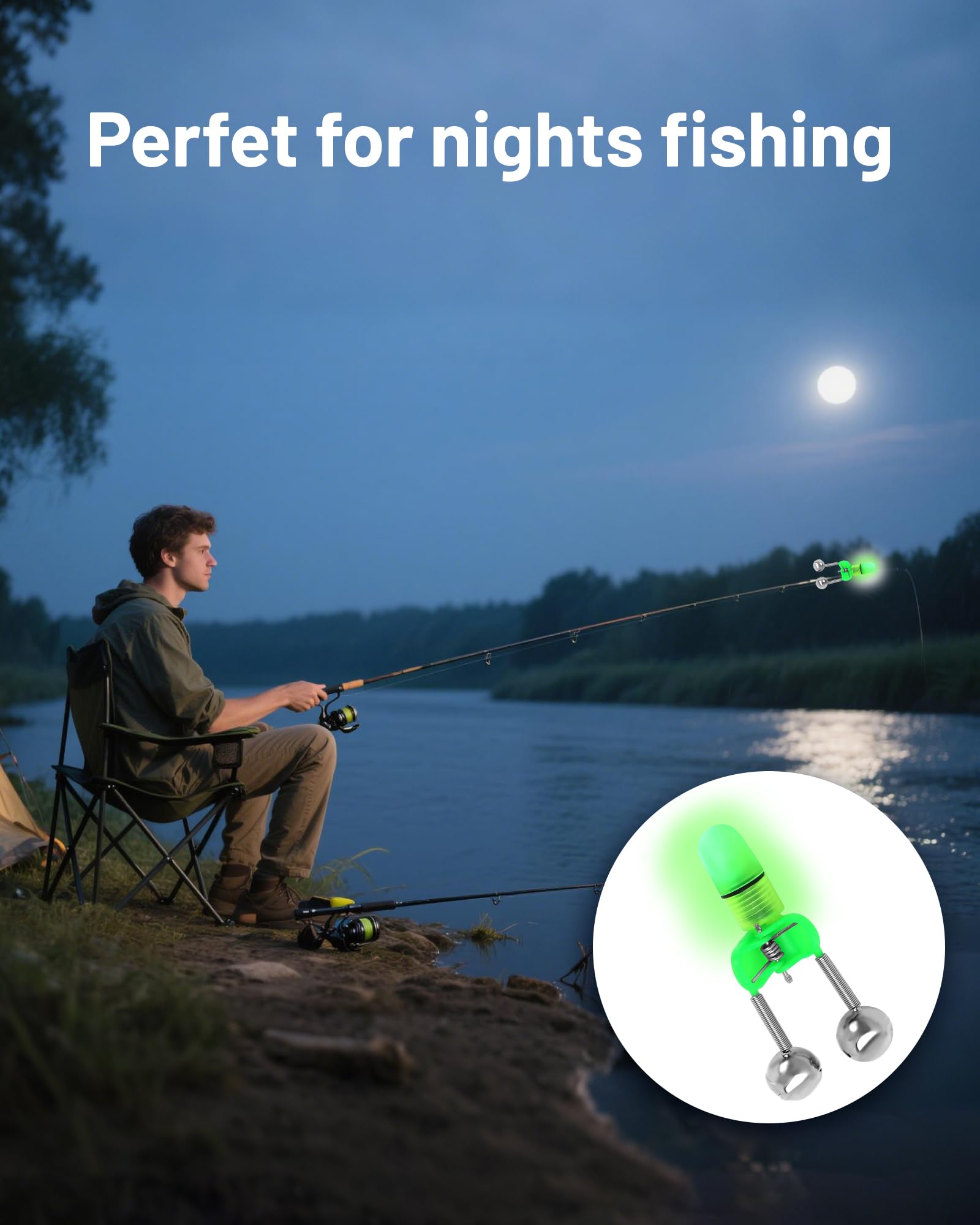 Includes 20 alarm bells and 20 LED emit lights for most rods