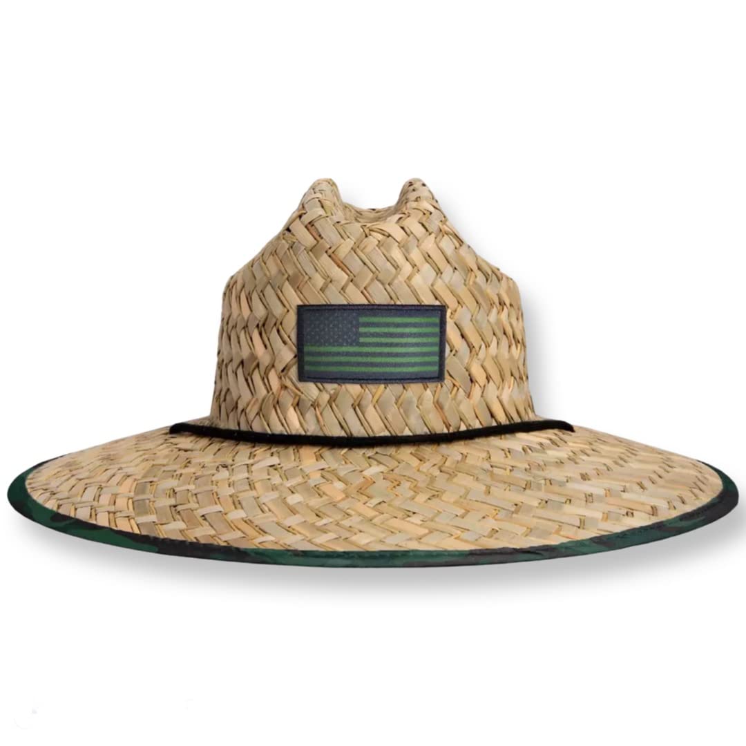 DAG Gear printed pattern straw sun hat in USA Green for sun protection on the go.
