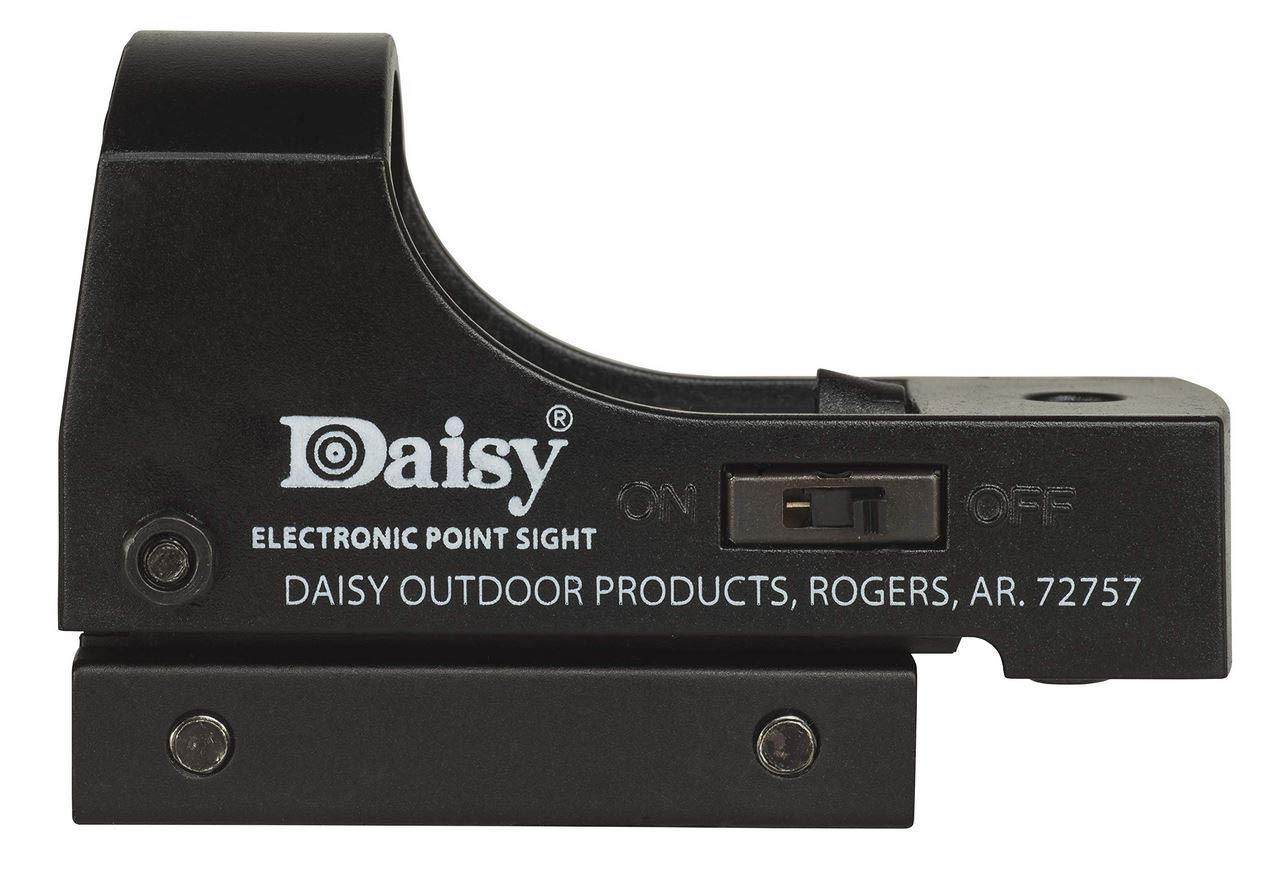 Close-up of Daisy Electronic Point Sight showing dot sight