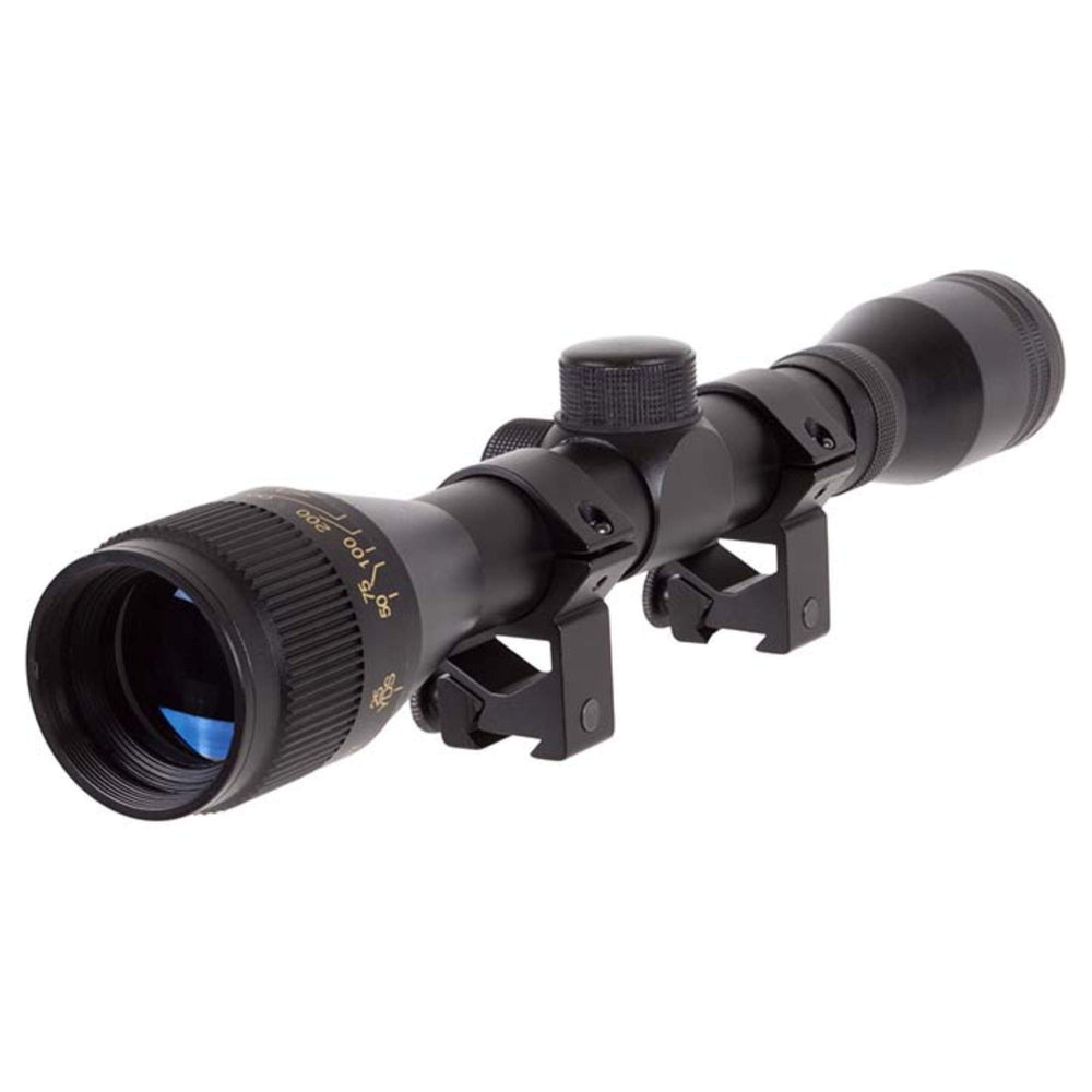 Daisy Winchester scope dial adjustment shows windage and elevation controls for reliable accuracy